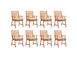 Vidaxl Cadeiras De Jantar P/ Jardim 8 Pcs C/ Almofadões Acácia Maciça