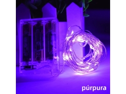 Mini Cordão de Luzes Led Estilo Estrela, Alimentado por Bateria e Feito de Fio de Cobre. MDUG (2m20 Leds Roxos)