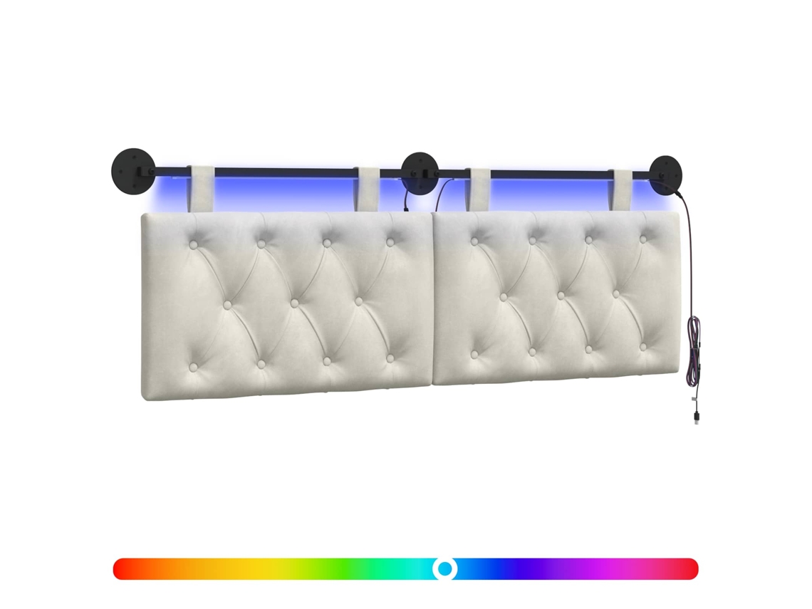 Conjunto 1 Cabeceira Moderna Vidaxl Creme Veludo (150 X 55 X 7 Cm)