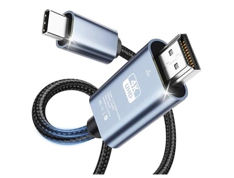 Cabo USB-C Para HDMI 4K 60Hz Tipo C (Thunderbolt 3) Para HDMI Para Surface, MacBook, iMac, iPad, Dell, HP, Lenovo, Galaxy, Huawei - 2m