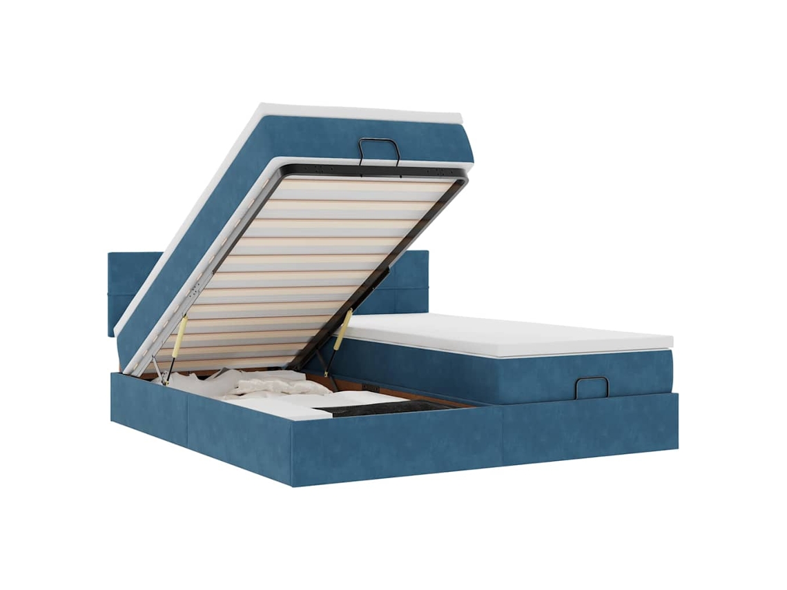 Ottoman Bed Frame, Ottoman Bed Frames Vidaxl Azul Veludo (180 X 200 Cm)