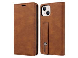 Capa Para Iphone 14 Plus Pele Sintética Anti-choque Anti-riscos Castanho