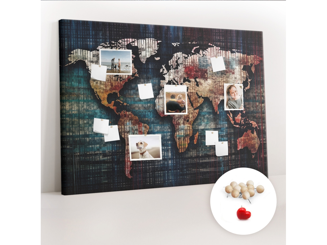Lousa De Cortiça Mapa Linear Para A Sala De Estar Espelharte (140x100 Cm)