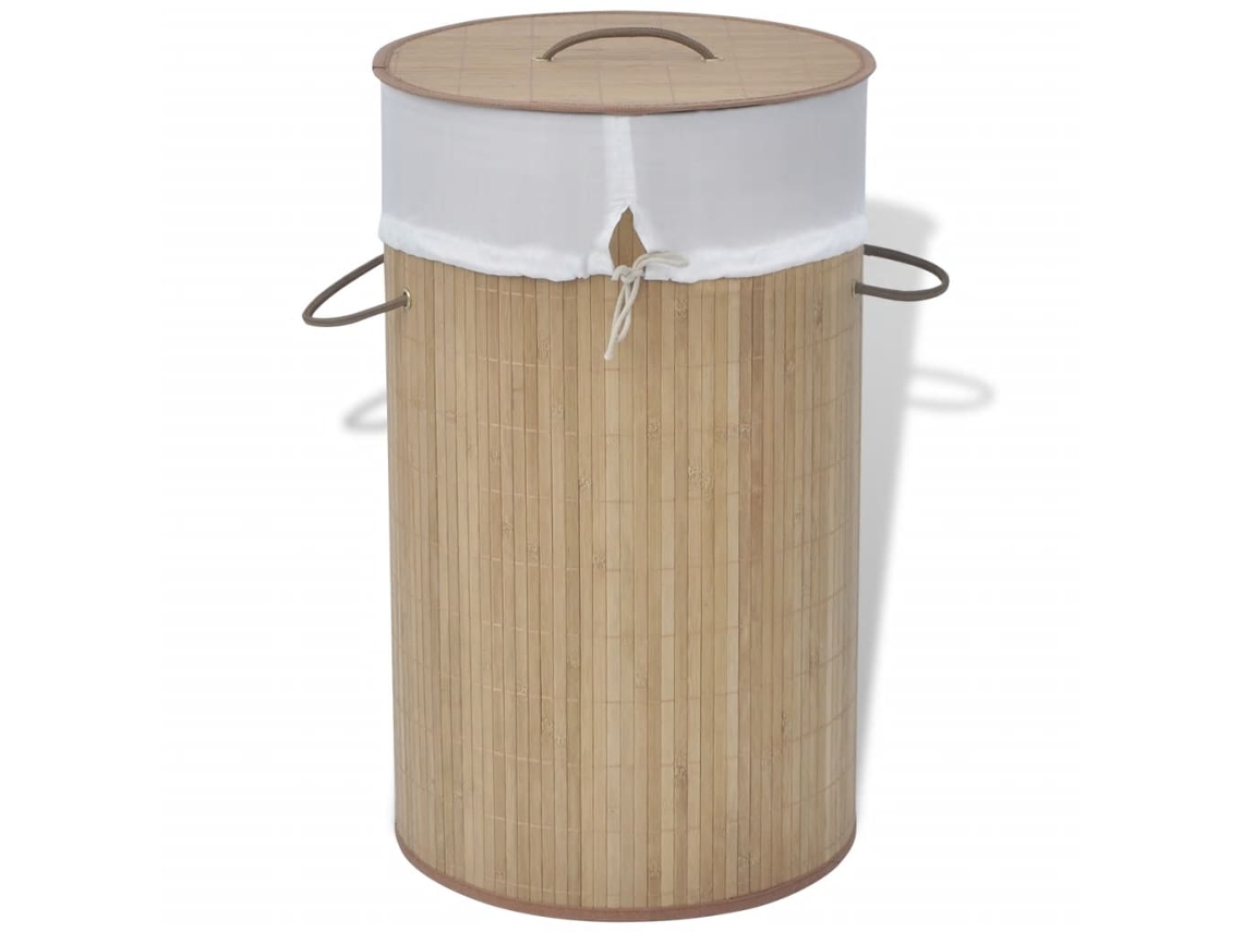 Vidaxl Cesto Redondo Para Roupa Suja Bambu Natural