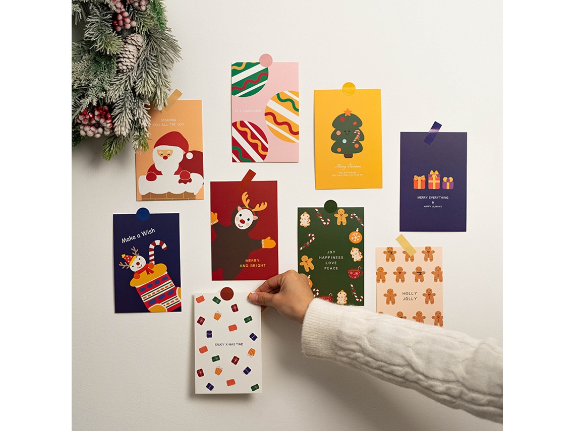 60 Cartões Decorativos De Natal, Conjunto De Cartões Postais De Desenho Animado Fofos Para Presente 10 Aquaforge
