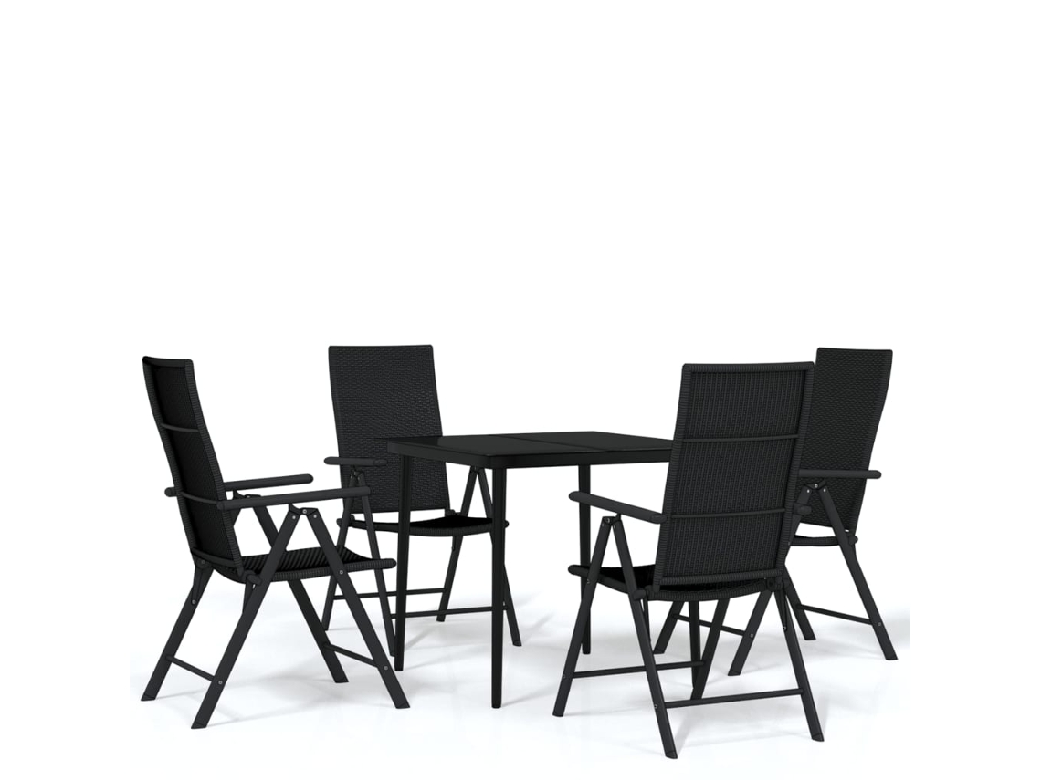 Maison Exclusive - 5 Pcs Conjunto De Jantar Para Jardim Preto