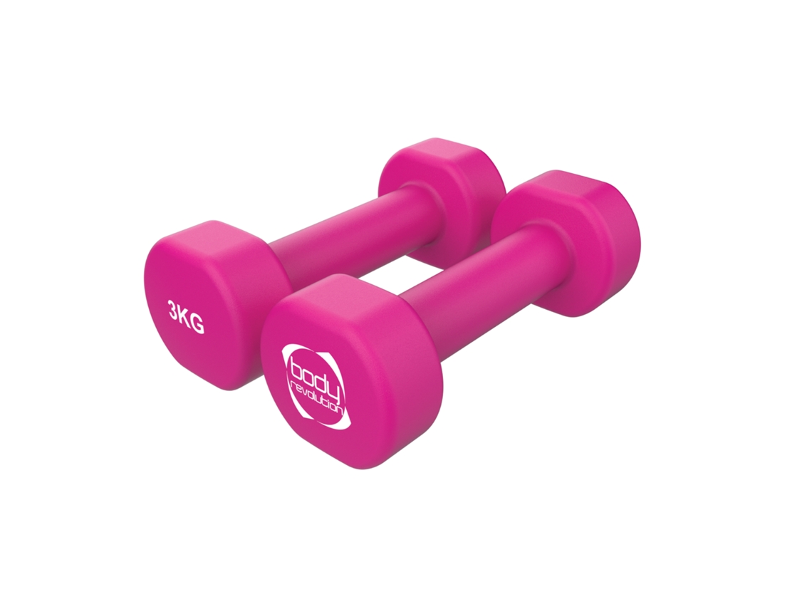 Par De Halteres Em Neoprene 2 X 3kg – Pesos Em Ferro Fundido Com Revestimento Antiderrapante, Base Plana, Uso Doméstico