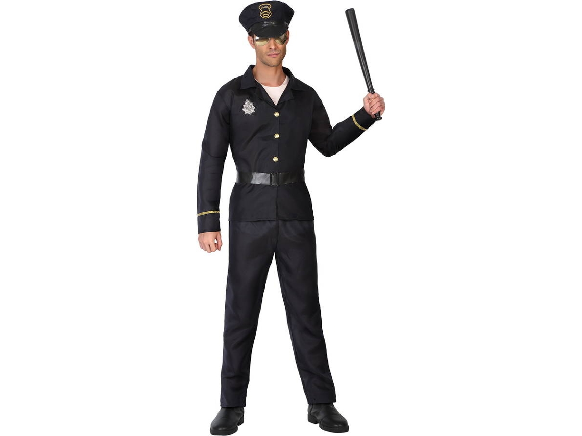 Fato de Homem DISFRAZZES Polícia Preto (Tam: S)