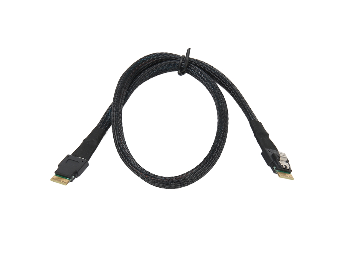 Cabo Slim Sas Micro Sata para Hdd 12gbps Cobre Galvanizado Flexível 1 Metro 3.3ft
