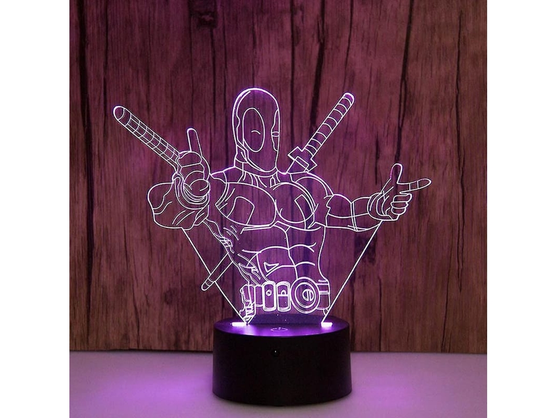 Lâmpada De Mesa De Quarto Infantil Luz Noturna Led 3d Deadpool