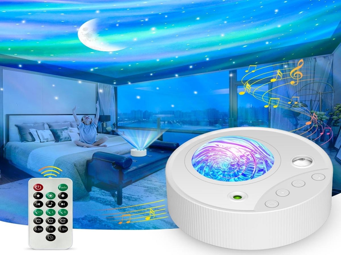 Lurelia Projetor Aurora Boreal Led, Controlo Remoto, Rgb, Céu Estrelado, Som Integrado, Para Quarto