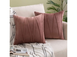 2026 funda de Almohada de Terciopelo Rayado Decorativa Suave 2 Piezas 45x45cm Gris Rosado para Sofá Cama Auto Sala