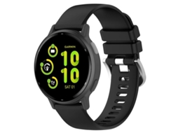 Bracelete Para Garmin Venu 4 (41mm) - Silicone - Fivela Prateada Brilhante Líquida Preta