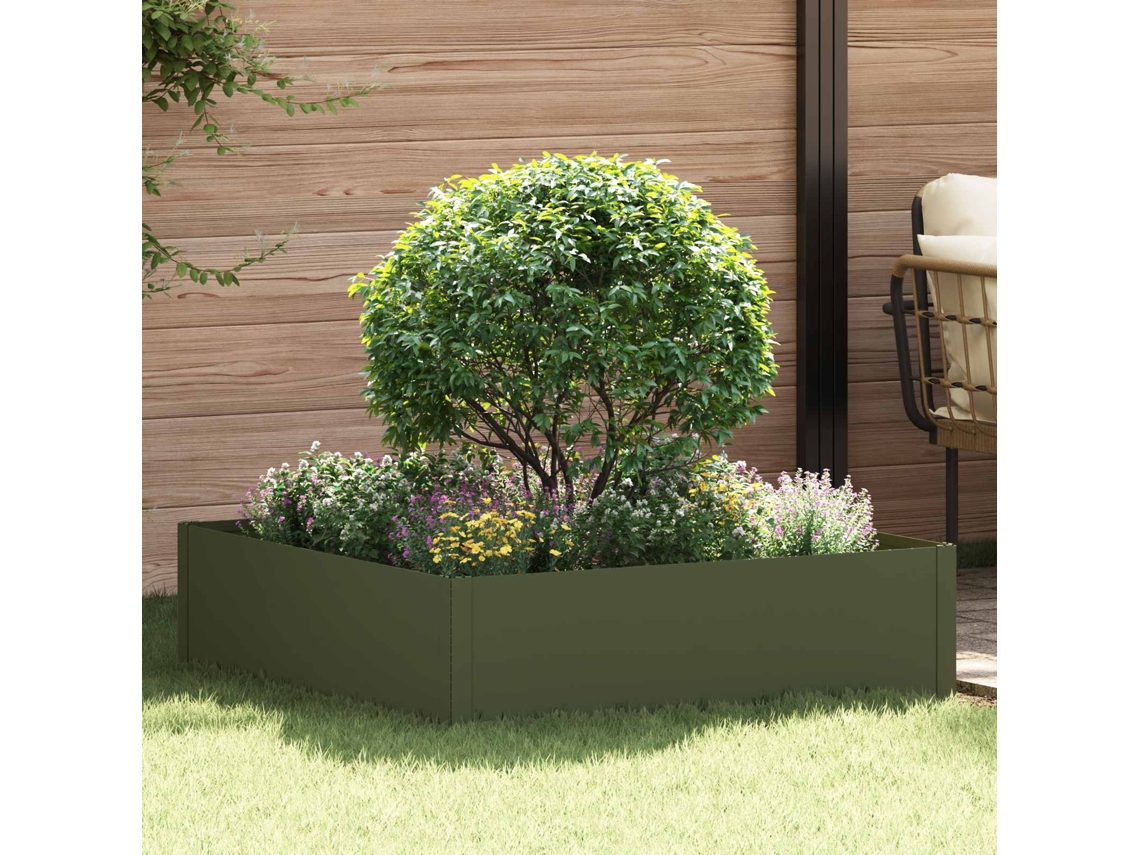 Vidaxl Acabamento Para Gramado 100 X 100 X 35 Cm Aço Verde-azeitona