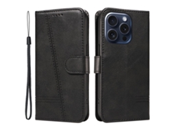 Capa Para Iphone 15 Pro Pele Sintética Preto