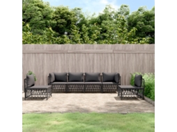 6 Pcs Conjunto Lounge De Jardim Com Almofadões Aço Antracite Dkd Home Decor