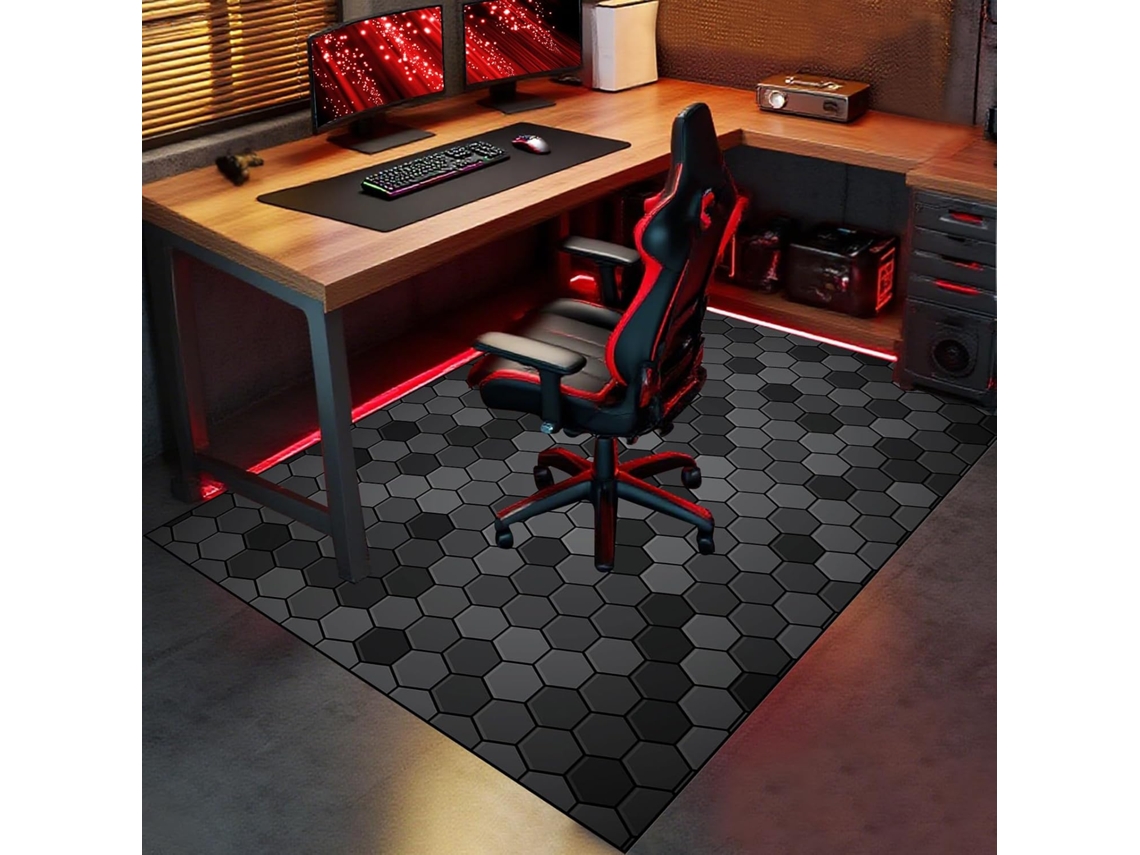 Tapete Cadeira Piso Escritório Protetor Antiderrapante 70 X 130 Cm Madeira Gamer, Escritório, Madeira,