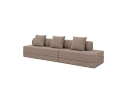 Sofá Modular 3+2 Lugares Convertível Veludo Regular Taupe SKOFFA