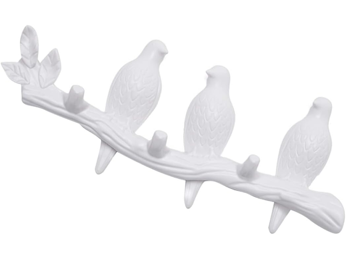 Gancho Decorativo Em Formato De Pássaro Branco, Feito Em Abs, Para Pendurar Casacos E Cachecóis.
