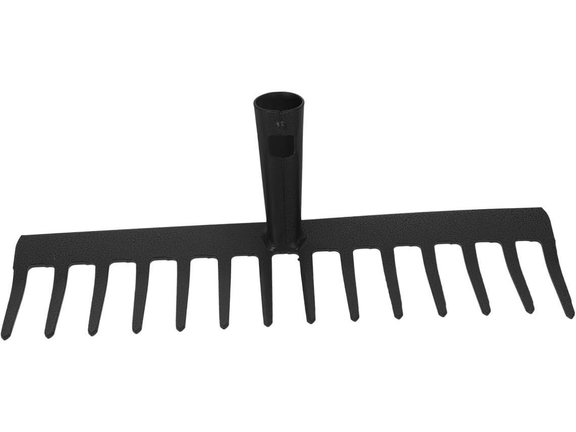 Ancinho De Jardim De Aço Carbono Com 14 Dentes, Sem Cabo, Robusto E Prático.