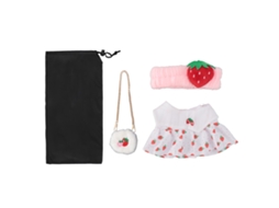 Conjunto de Roupas para Boneca de Pelúcia Diy Fofo Vestido 12 Polegadas com Tiara Morango