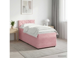 Vidaxl Cama Box Spring Com Colchão Rosa 100 X 200 Cm Veludo