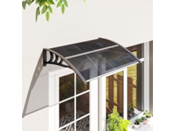 Marquise para Portas e Janelas 100x75x23 Cm de Proteção Contra Sol e Chuva C/cobert. Policarbonato Preto