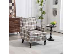Cadeira Vintage Linho Marrom Com Tachas Sala Estar