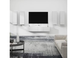Vidaxl Conjunto Móveis De Tv 6 Pcs Madeira Processada Branco