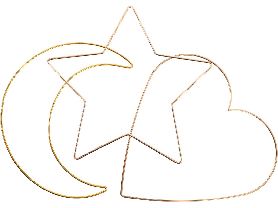Anéis De Metal Com Desenhos De Lua, Estrela E Coração Para Artesanato, Conjunto De 3