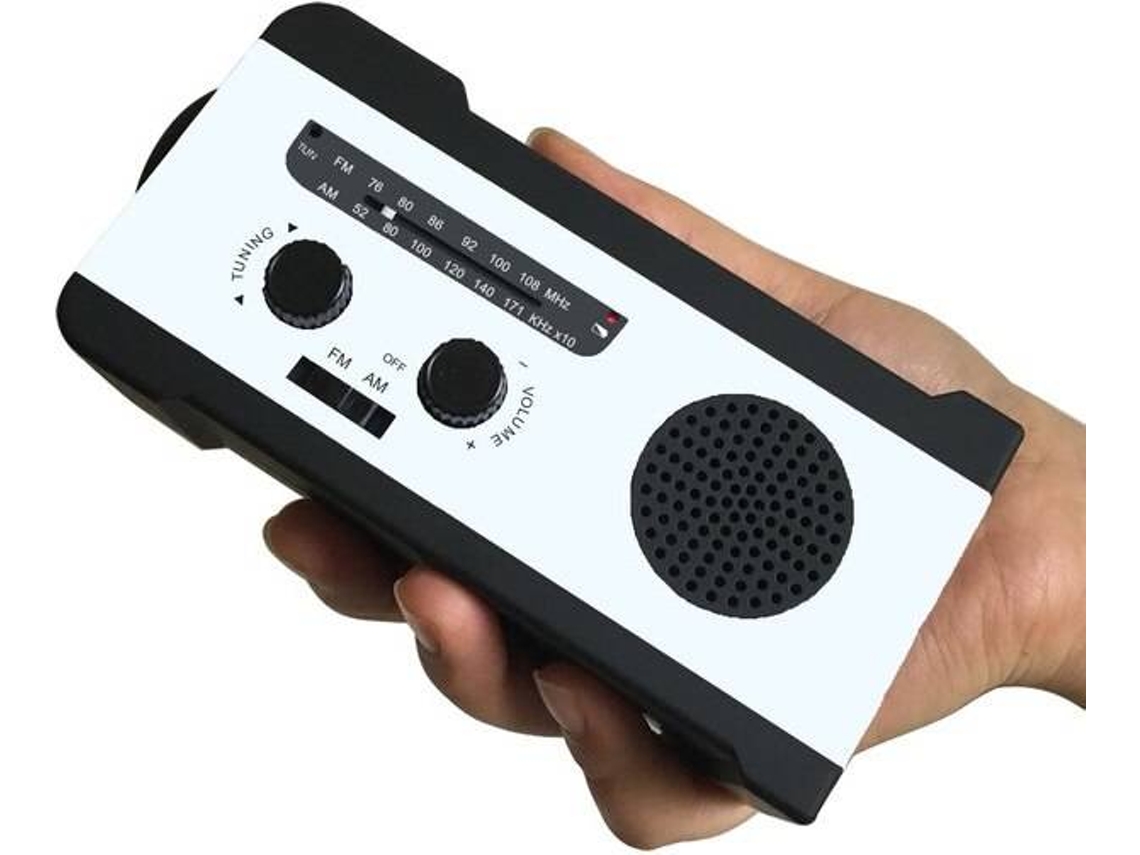 Gerador de Manivela de Energia Solar de Emergência 2000Mah Banco Rádio Am/Fm D3-2 (Branco)