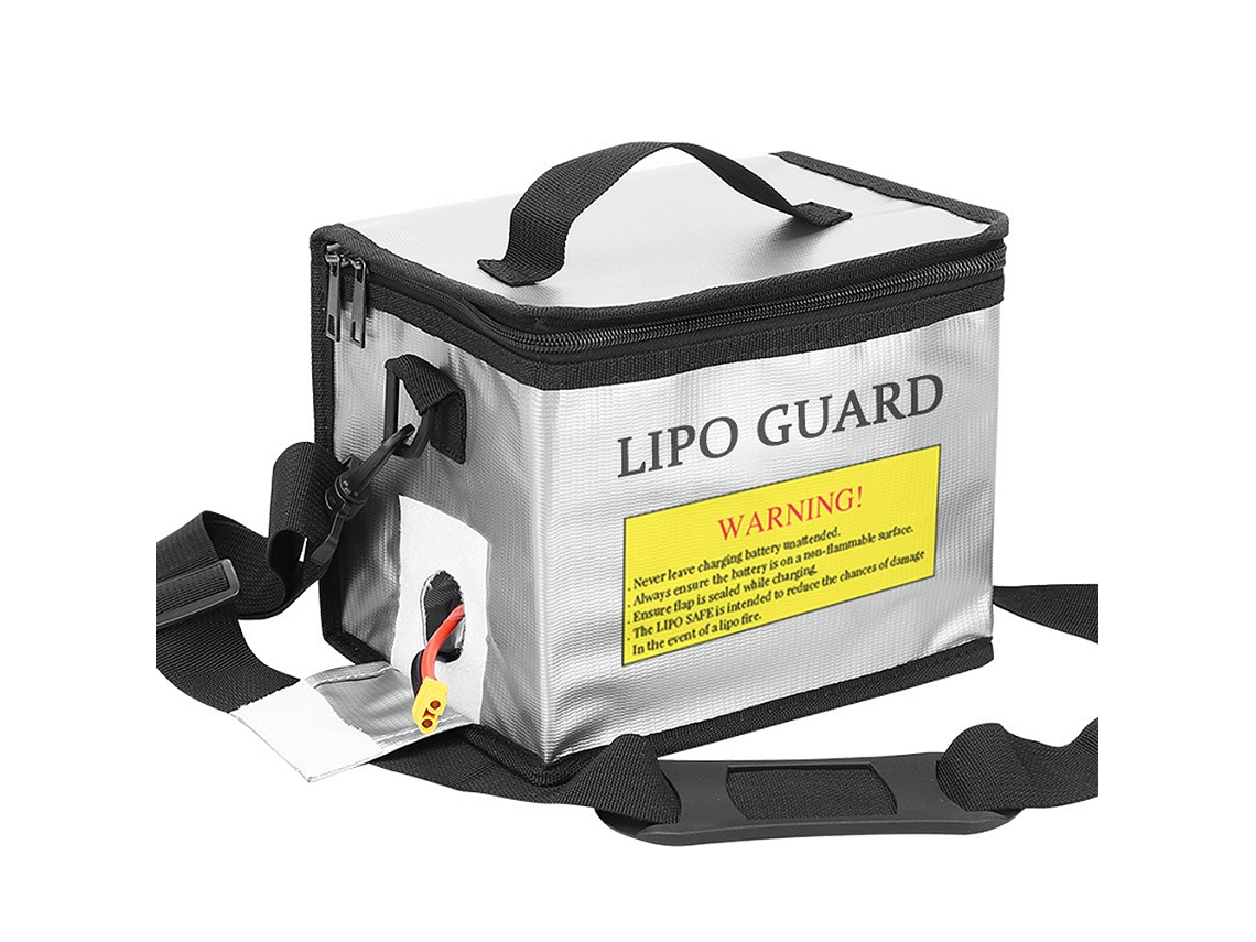 Bolsa de bateria Lipo resistente a fogo, explosão, com zíper e alça, 21,5x16,5x14,5cm, para armazenamento e carregamento | S/MARCA