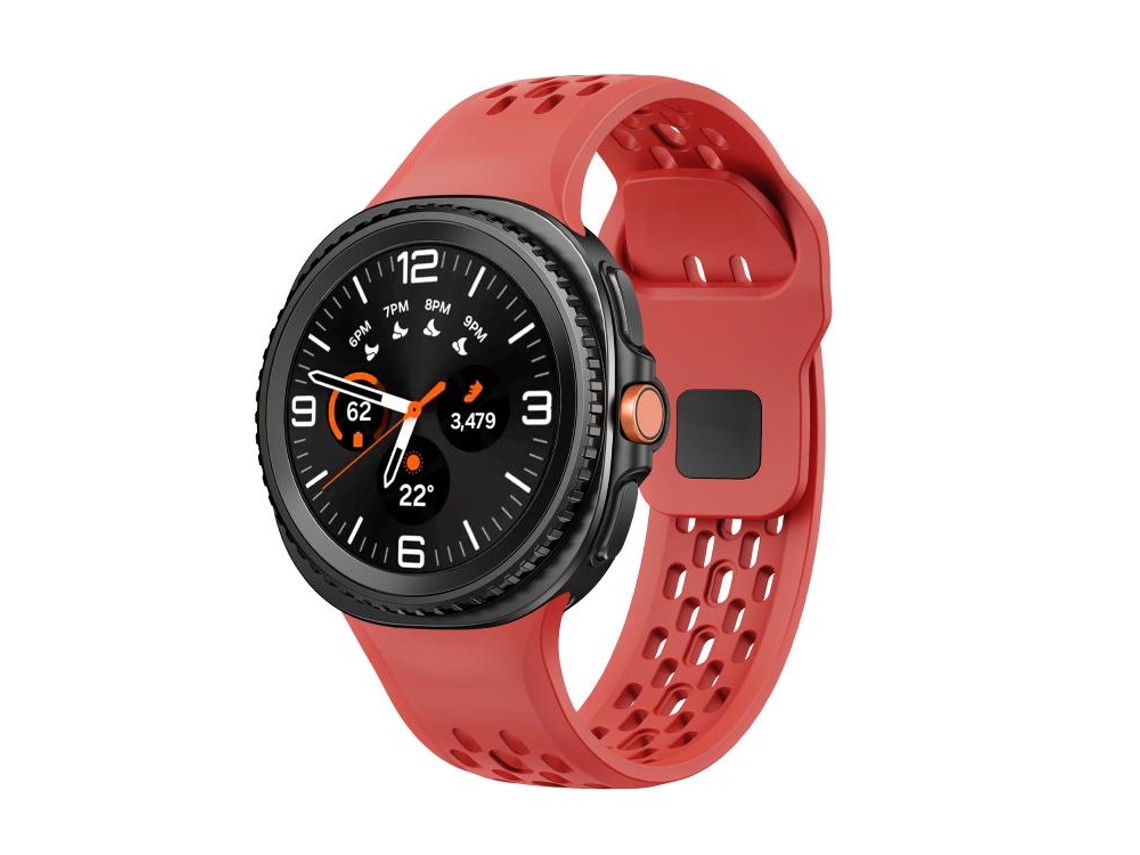 Bracelete Para Samsung Galaxy Watch 8 / 8 Classic - Silicone Com Fivela Reversa Preta No Estilo Clássico - Vermelha