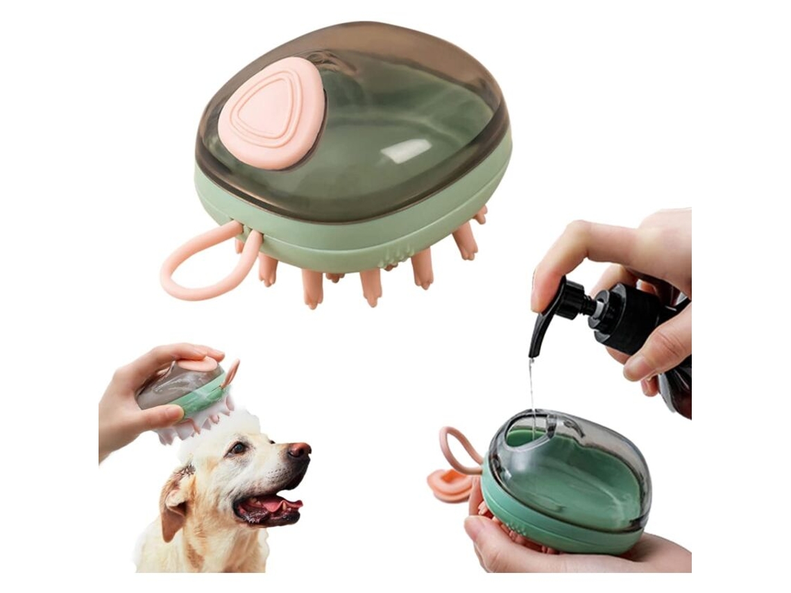 Escova Banho Silicone Cão Gatos Pente Cuidado AQUAFORGE
