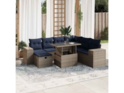Vidaxl Conjunto De Sofá De Jardim Com 8 Peças E Almofadas Em Rattan Sintético Cinza