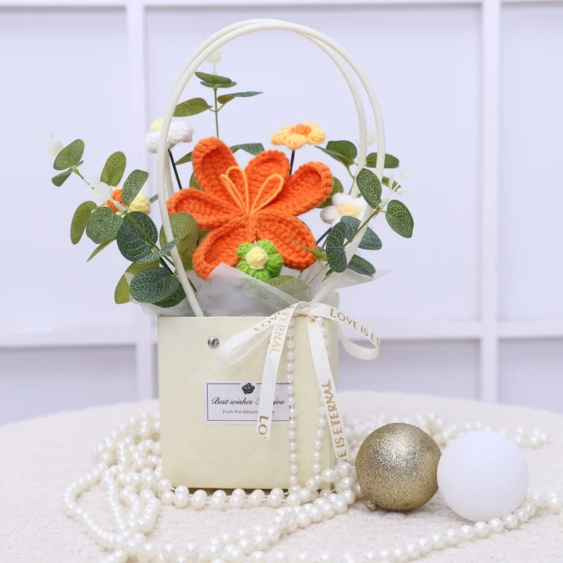Buquês De Crochê Feitos À Mão, Bolsas Criativas, Decorações Para Mesa De Escritório, Lembrancinhas.