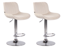 Conjunto de 2 banquetas de bar modernas, confortáveis e ajustáveis, em veludo creme, com base metálica em formato de trombeta (TDB10393)