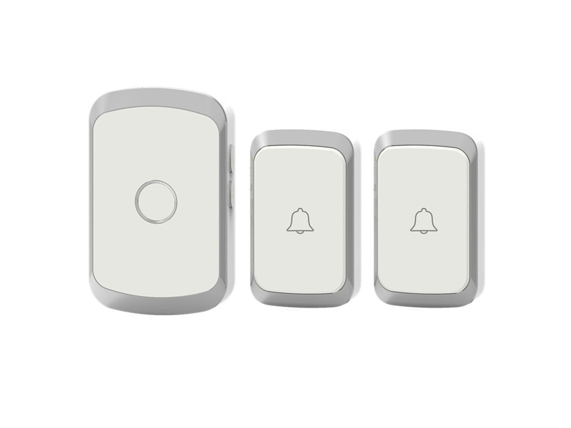 Campainha Sem Fio Prateada, Alimentada Por Bateria Dc, À Prova Dágua, Com Controle Remoto, 1 Transmissor E 2 Receptores. Brilvibera