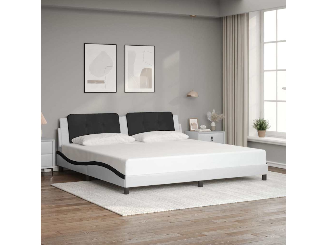 Vidaxl Estrutura De Cama Sem Colchão Zadar Couro Artificial Branco E Preto