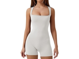 2026 mono Enterizo de Control Abdominal para Mujer com Tirantes e Colo Quadrado