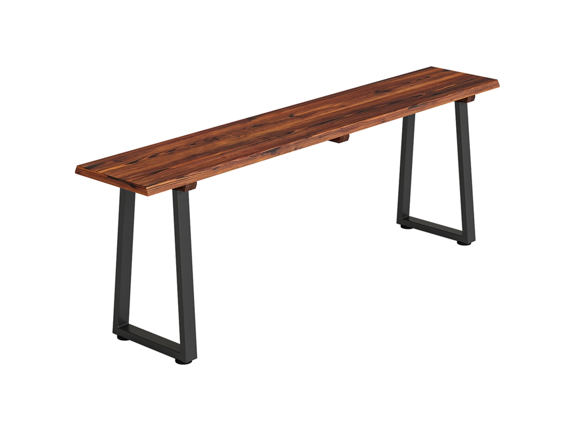 Banco de Jardim BTFORUS, madeira carbonizada, sem encosto, 150x28x48cm