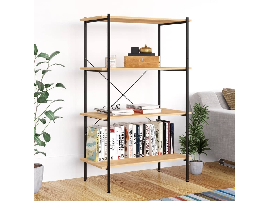 Vidaxl Unidade Com 4 Prateleiras 80x40x130 Cm Preto/cor De Carvalho