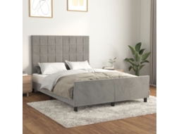 Vidaxl Estrutura De Cama Sem Colchão 140x200 Cm Veludo Cinzento-claro