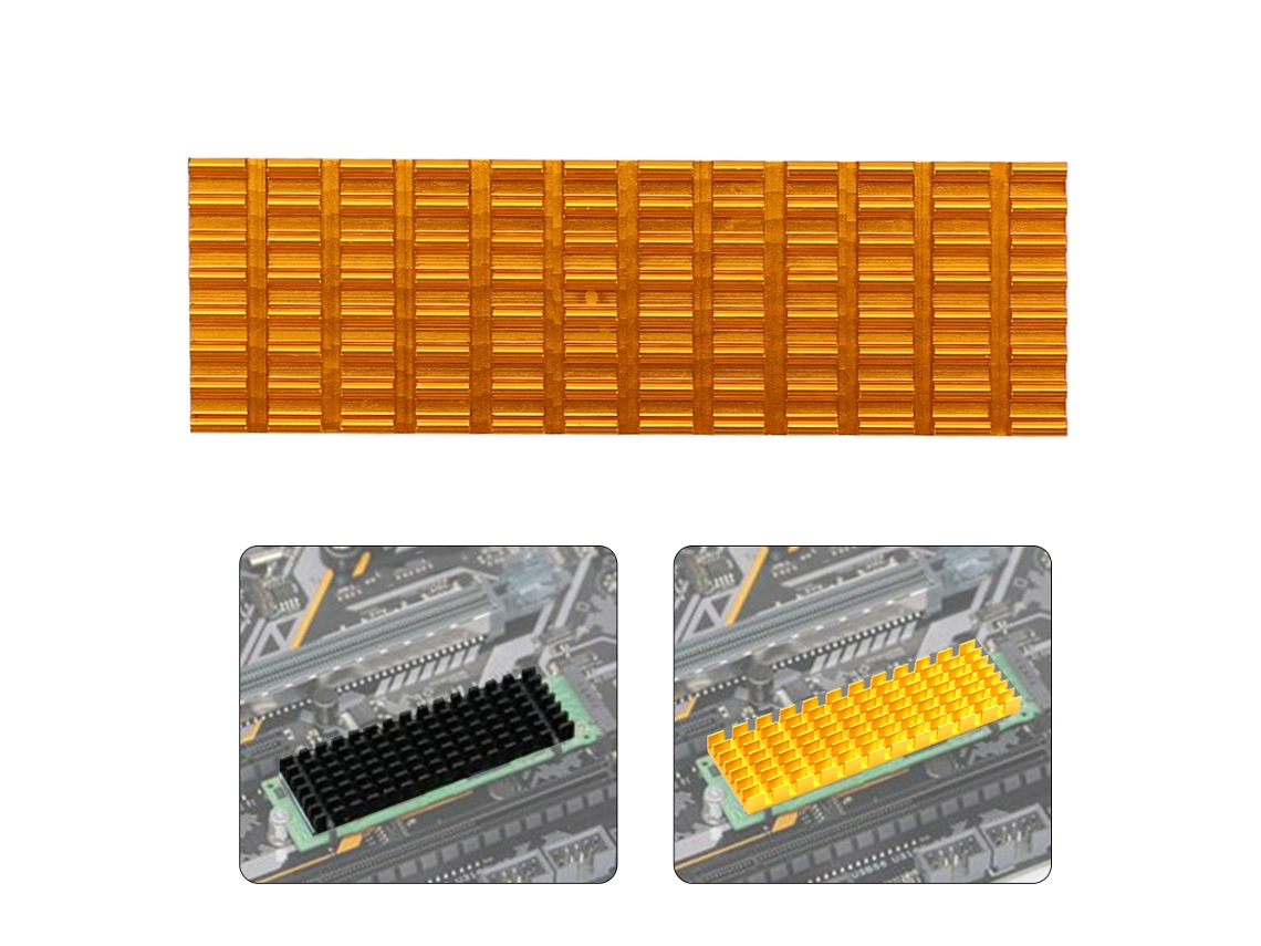 Dissipador De Calor Para Ssd M.2 Pcie 2280, Radiador Com Aletas De Resfriamento Para Computador Dourado