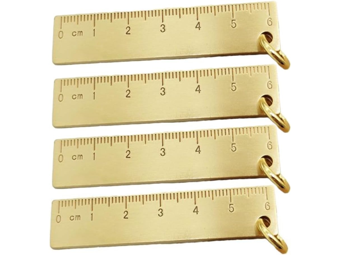 Conjunto De 4 Réguas De Latão De 6 Cm, Com Borda Reta De Metal Pequena