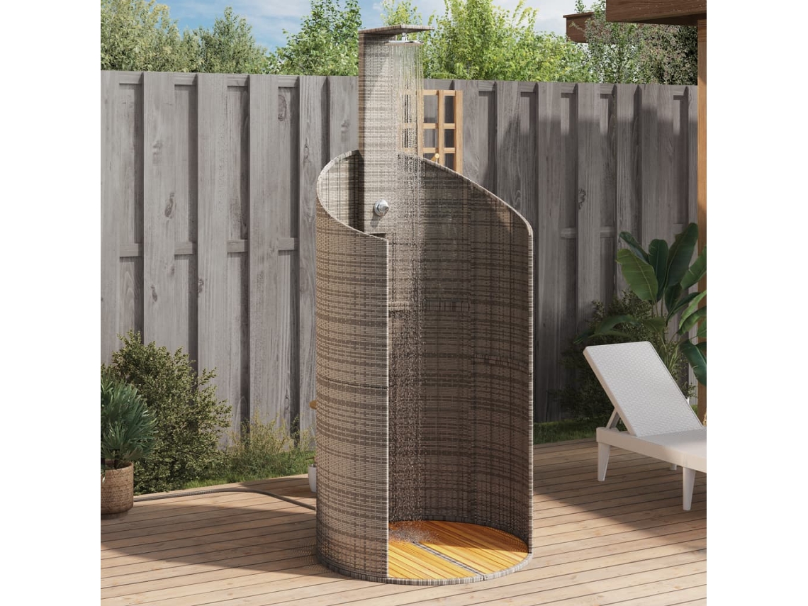 Vidaxl Chuveiro Exterior 100x100x241,5 Cm Vime Pe/madeira Acácia Cinza