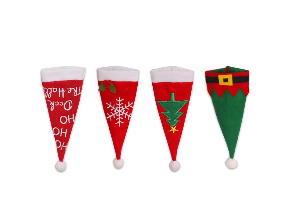 Conjunto de 4 chapéus de armazenamento de talheres natalícios decorativos reutilizáveis S/MARCA