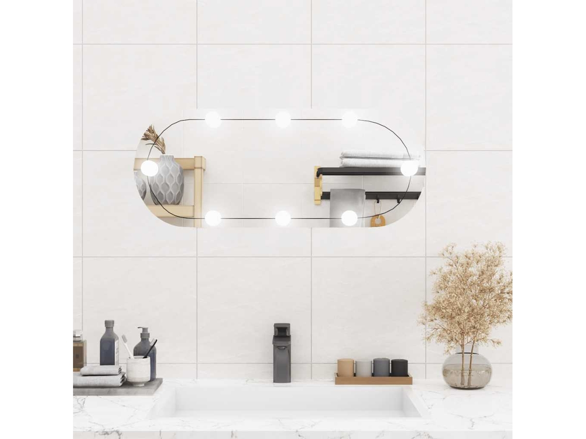 Espelho de Parede Oval com Luzes Led 30x70 Cm Vidro HARLANV1