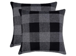 2 Capas De Travesseiro De Quadros Bufalo Rural, Têxtil De Poliéster Linho, 45x45cm, Azul Marinho Preto Cinza