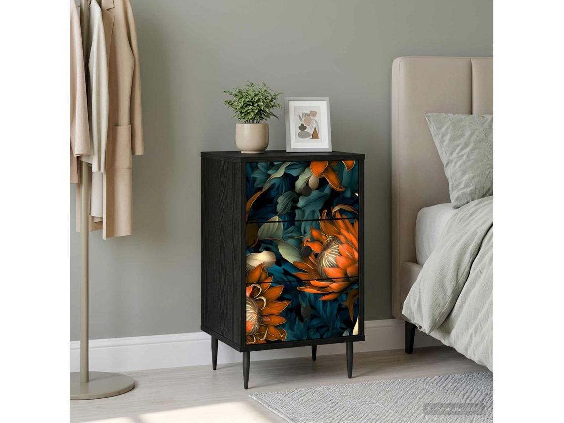 Vidaxl Armário De Cabeceira Lochem Carvalho Preto 36 X 33 X 61 Cm